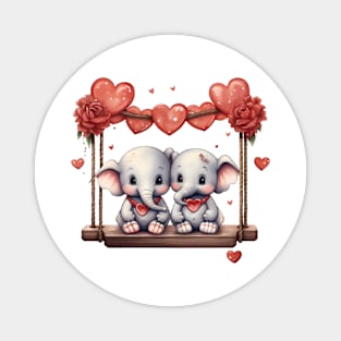 Valentine Elephant Couple On Swing Magnet